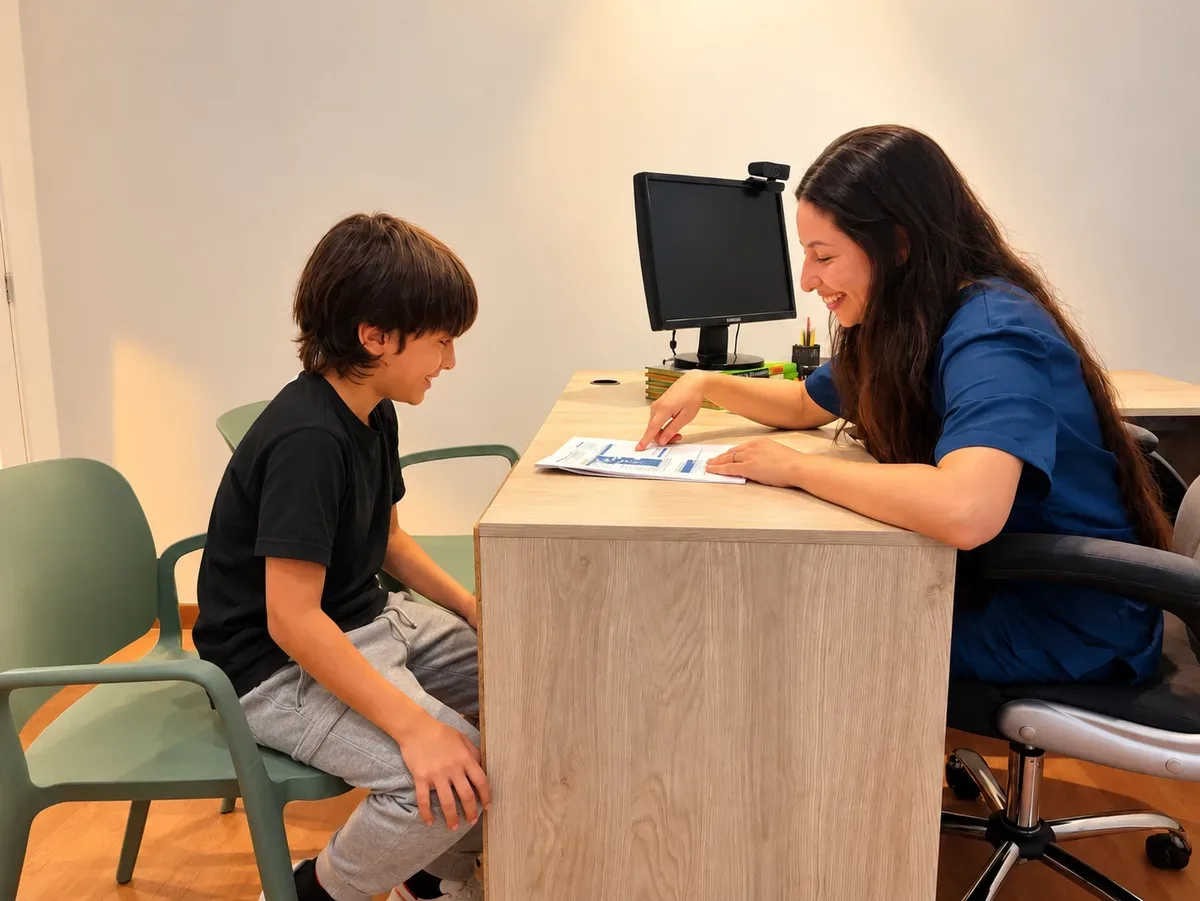 Neuropsicóloga realiza una evaluación neuropsicológica a un niño en el consultorio de Neuropser Medellín